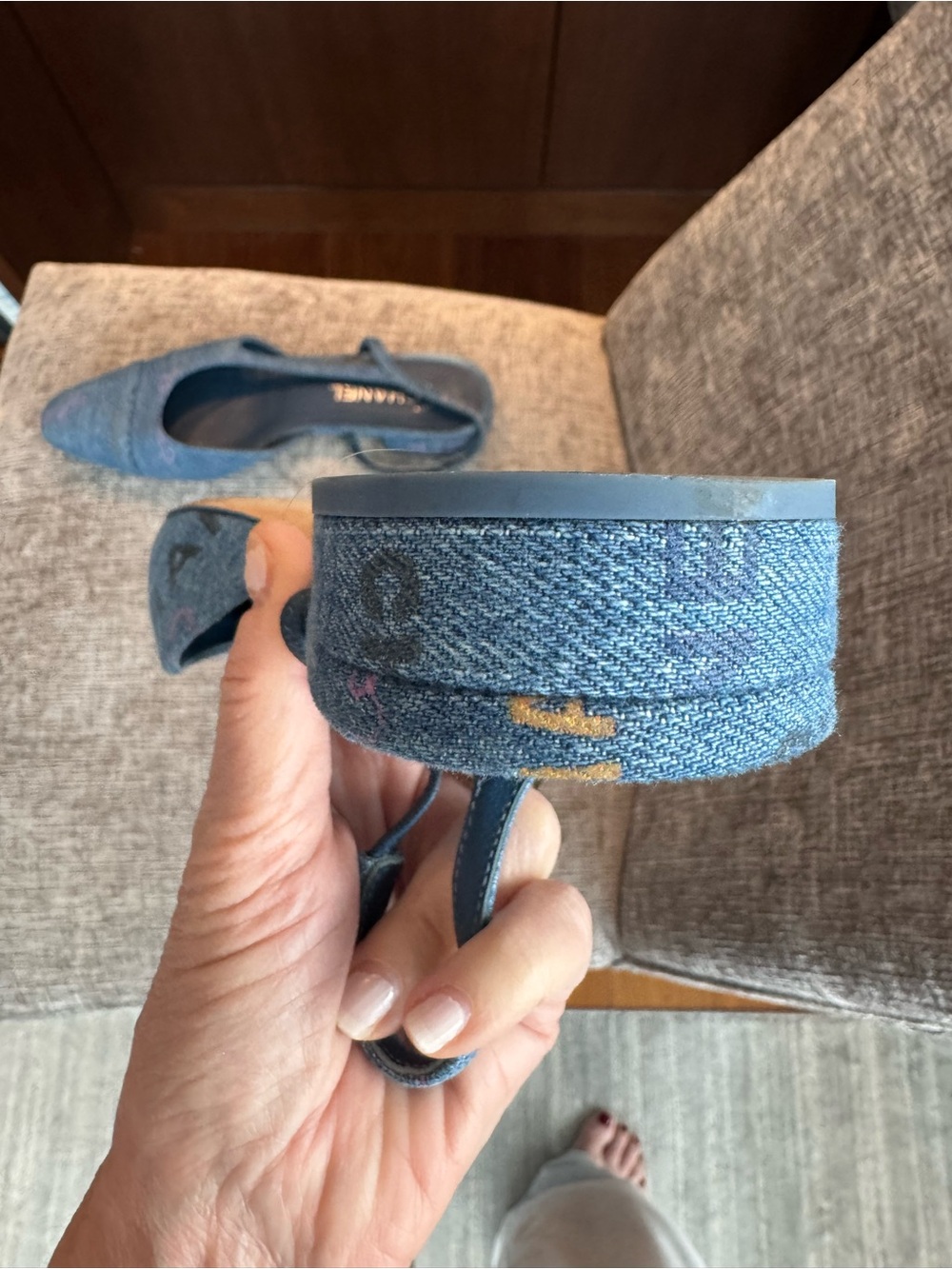 Chanel Denim Slingback Flats in Denim - Picture 4 of 6